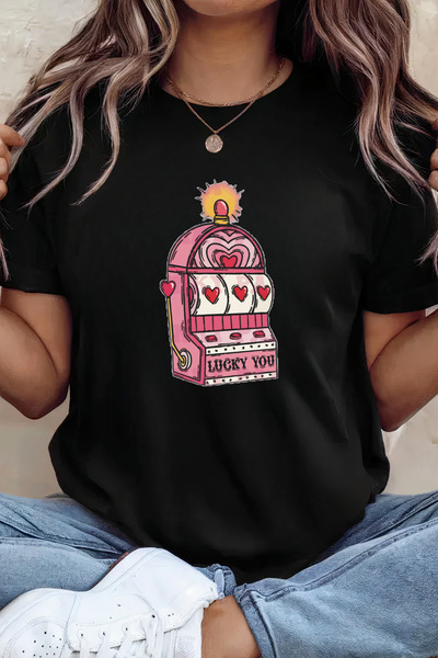 Sarah's Boutique Women's T-shirt – 100% cotton – Valentine's Day "Lucky You"