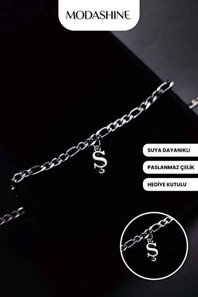 ModaShineShop سوار من الفولاذ المقاوم للصدأ مع حرف S