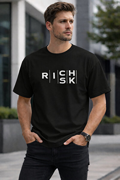 ArtYus Rich |   Risk Printed Cotton Relaxed Fit Round Neck Unisex T-Shirt
