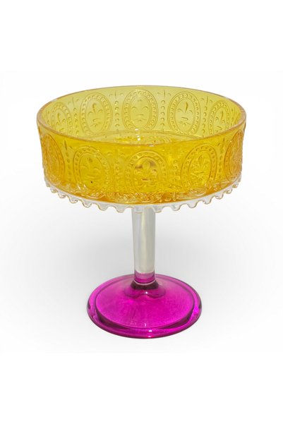 Sudedi Home Colorful Glass Leged Presentation Stand 19 cm |   Embossed Patterned Special Design