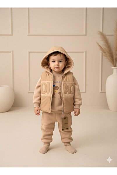 PARK BEBE Baby Boy Puffy Vest Tracksuit Sweatshirt Set 3 Pieces