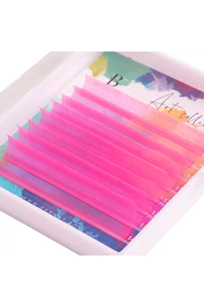 Barhat Extensii gene color Art Collection MIX 8 linii Neon Pink, Grosime 0.07...
