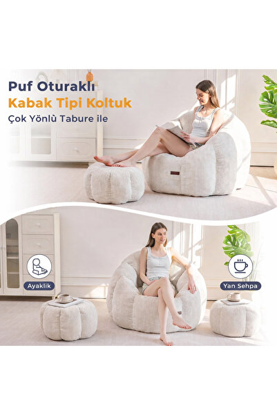 puffiber Ergonomik Yer Tipi TV Koltuğu – Yetişkin Armut Puf Berjer 105x80 cm | Modern Salon & Balkon Koltuğu