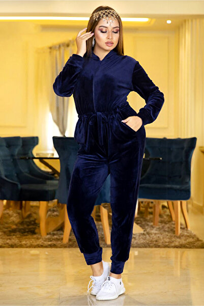 AsrymShop Winter velvet heavy navy blue