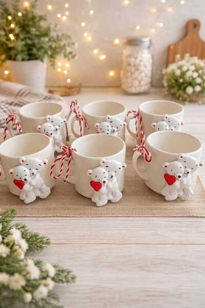 e&e süs dükkanı Valentine's Day Gift Teddy Bear Mug Model One Piece