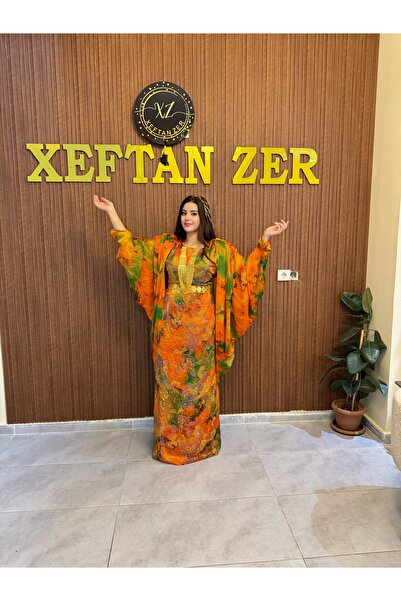 Xeftan zer Taş işleme turuncu kaftan