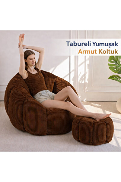 puffiber Ergonomik Yer Tipi TV Koltuğu – Yetişkin Armut Puf Berjer 105x80 cm | Modern Salon & Balkon Koltuğu