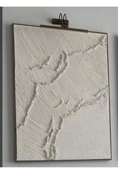 TwinRoots Dokulu Tablo – El Yapımı 3 Boyutlu Alçı Minimalist Doku, Modern İsk...