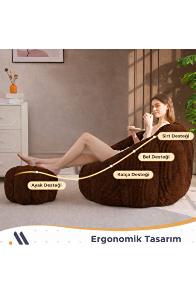 puffiber Ergonomik Yer Tipi TV Koltuğu – Yetişkin Armut Puf Berjer 105x80 cm | Modern Salon & Balkon Koltuğu