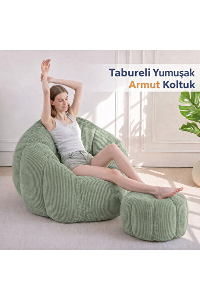 puffiber Ergonomik Yer Tipi TV Koltuğu – Yetişkin Armut Puf Berjer 105x80 cm | Modern Salon & Balkon Koltuğu