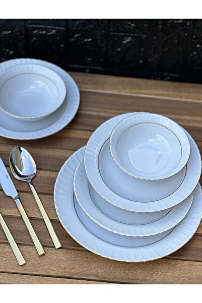 L'Opaline Kütahya 1.kalite 24 Parça Çukur,Kase,Servis,Pasta Yemek Takımı