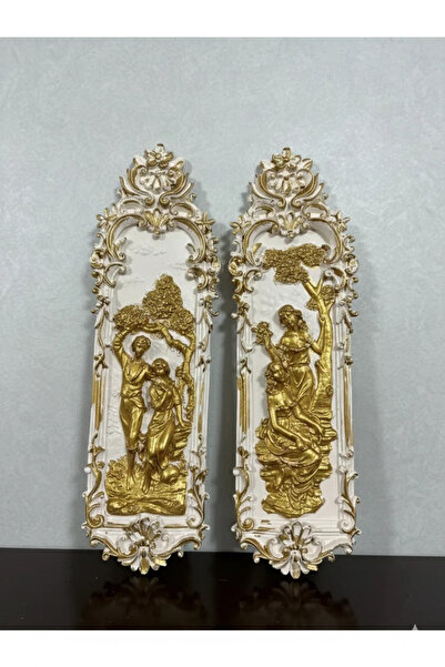 Hanlar Home Klasik Altın Detaylı Rölyef Duvar Panosu Seti (2'li) – Antik Dekor