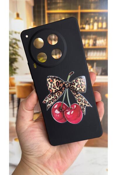 Vip Case Tecno Camon 30 Compatible Cherry Bow Leopard Patterned Silicone Shoc...
