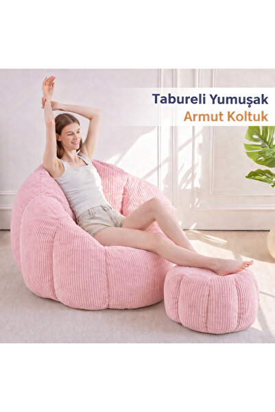 puffiber Ergonomik Yer Tipi TV Koltuğu – Yetişkin Armut Puf Berjer 105x80 cm | Modern Salon & Balkon Koltuğu