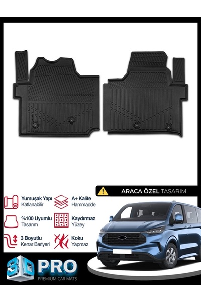 RICH OTO PASPAS Tourneo Custom 3D Havuzlu Paspas 2024 2025 2026 MODEL KOKUSUZ