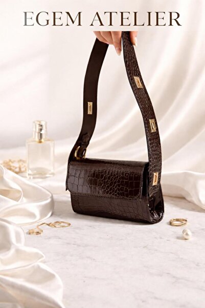 EGEM ATELİER Croco Kutu Formlu Kadın Omuz Çantası