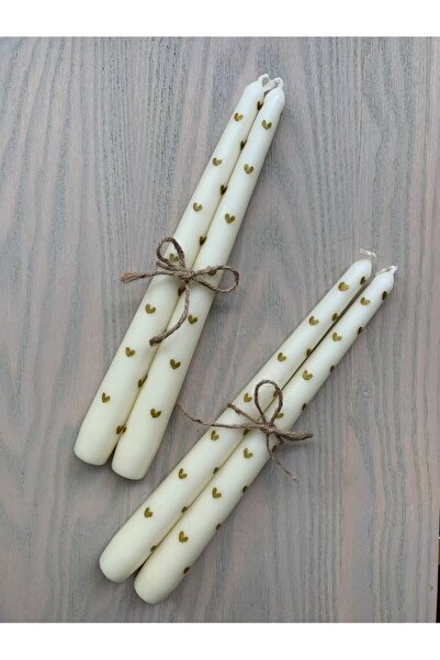 YABA 4 ADET ALTIN RENKLİ EL BOYAMA MUM