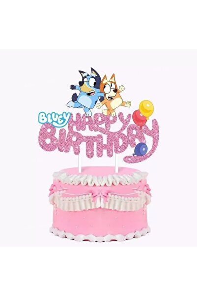 Choice1 B Bluey Bingo Glitter Cake Topper Set - Happy Birthday Decor for Kids...