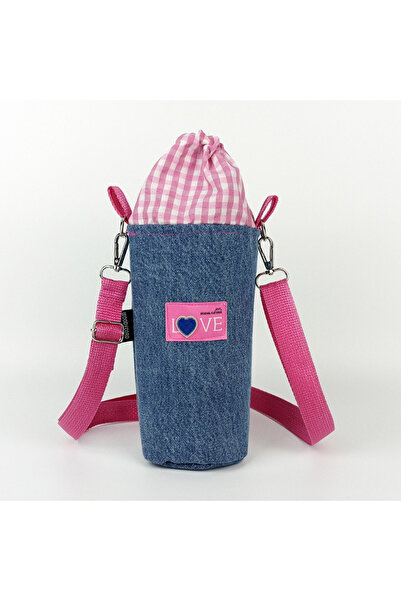 woodycord Handmade Drawstring Denim Plaid Flask and Thermos Cover