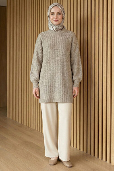 Kirazgym Women's Crew Neck Relaxed Fit Knitwear Tunic in Sizes 36-42 - Light ...