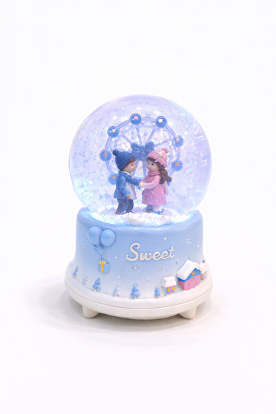 ZEFLAZER Hediyelik Kişiye Özel Sevimli Çift Kar Küresi | Dönme Dolap Figürlü ...