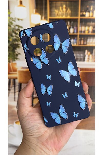 Vip Case Tecno Camon 30 Compatible Blue Butterfly Patterned Silicone Shock-Ab...