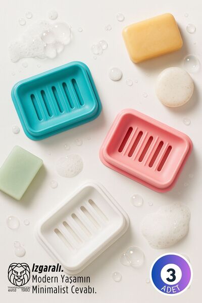 Transformacion مجموعة كلير سيريز المكونة من 3 قطع من حامل الصابون الملون الفا...