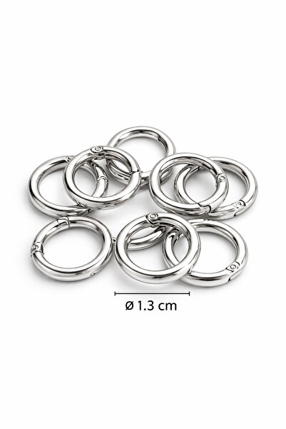 Güce Küçük10 Adet Gümüş Metal Yaylı Halka - Çap : 1.3 Cm Küçük