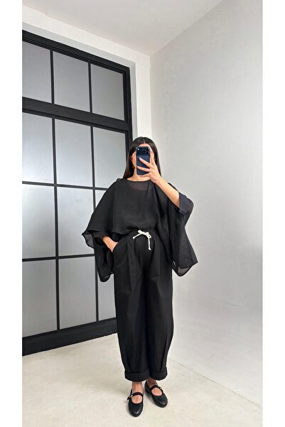 Gaus Siyah Beli Lastikli Muadil Pantolon GAUS-01119