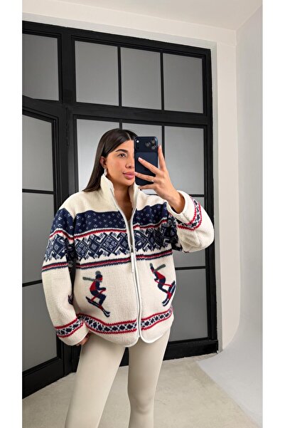 Gaus Lacivert Kızak Desenli Cepli Polar Hırka GAUS-01177 GAUS-01183