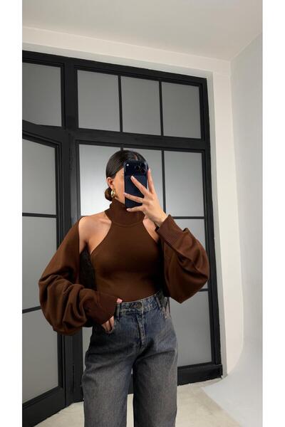 Gaus Kahve Bolero Detaylı İkili Triko Takım GAUS-01170