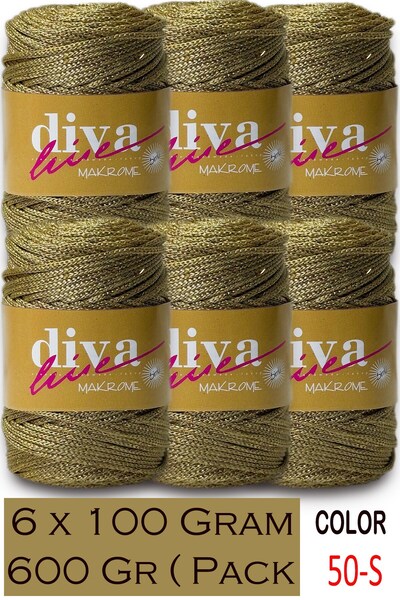 Diva İplik 2.5 mm Polyester Glitter Macrame Bag Cord (Pack of 6) 600 Gr - 50S