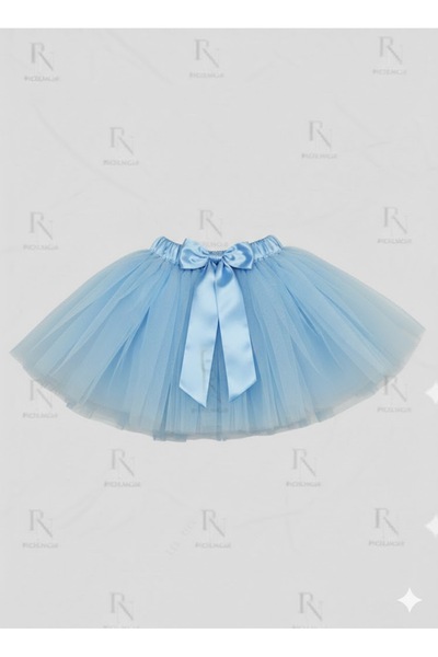 YCN TEKSTİL Kız Çocuk Kabarık Tütü Etek - Beli Fiyonklu ve Şerit Detaylı Pren...
