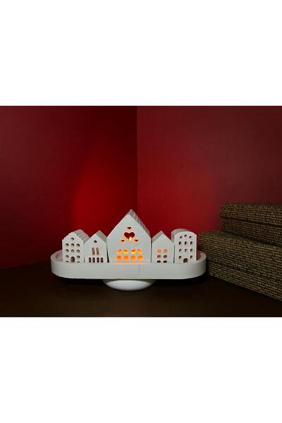 DEKORATİF TAŞ TEALİGHT MUM STANDI - 5'Lİ ŞEHİR SERİSİ