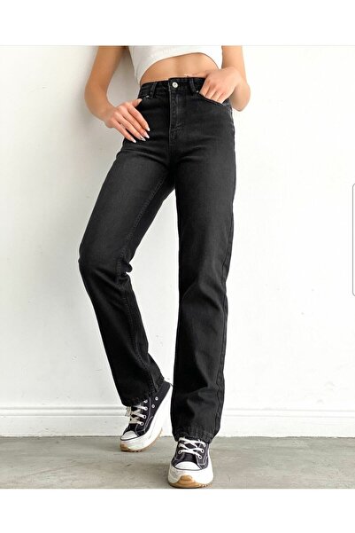 Trn JNS Cold Women Black Lycra Super High Waist Loose Jean Trousers. (super H...