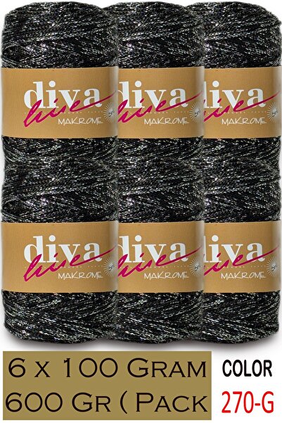 Diva İplik 2.5 mm Polyester Glitter Macrame Bag Cord (Pack of 6) 600 Gr - 270g