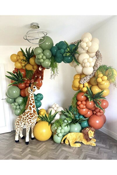 GOLDCENTER سلسلة بالونات سفاري 100 قطعة قالب أخضر برتقالي محروق، كركم، أخضر د...