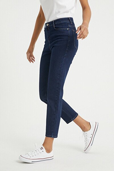 Livik Izabella Blue Skinny Fit Mom Denim Pants Lycra High Waist Blue Washed M...