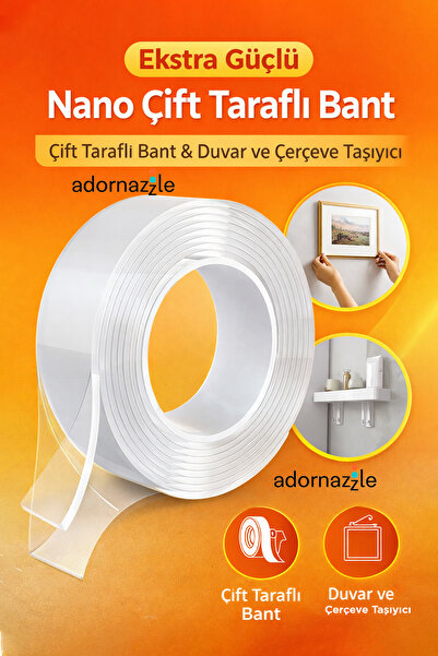adornazzle Ekstra Güçlü Nano Çift Taraflı Bant, Çift Taraflı Süper Güçlü Bant...