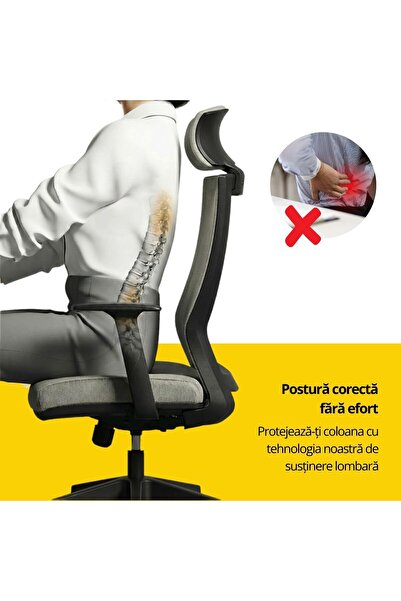 KRONSIT Scaun ergonomic de birou UDINE, mesh 3d air. respirabil, spatar inalt, reglabil, role silicon, 120kg