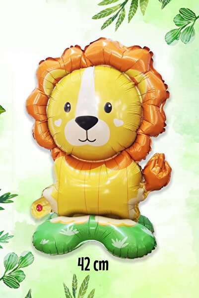 GOLDCENTER Footed Lion Foil Balloon Safari Concept Balloon Standing Upright 42cm