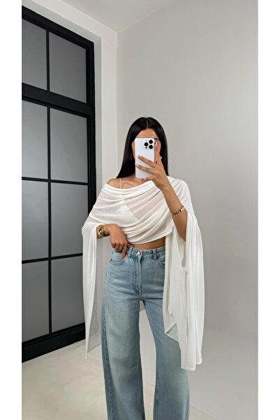 Gaus Beyaz Md Muadil Tasarım Triko Pelerin GAUS-01185