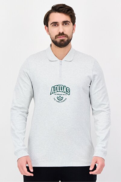 adidas Men Sportswear Fit Long Sleeve Outdoor Polo Shirt, Grey