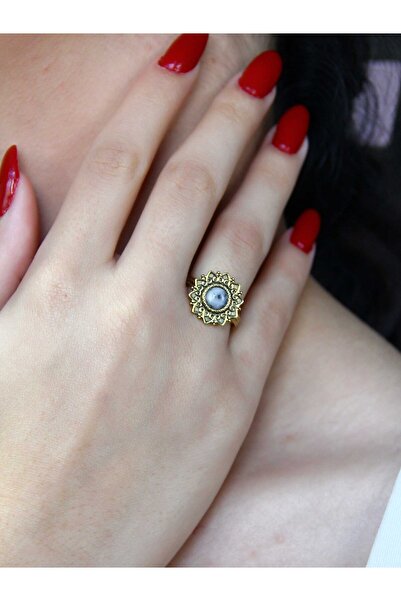 esha خاتم نسائي من الحجر الطبيعي دينتيريت أوبال مستدير من الحجر الطبيعي القدي...