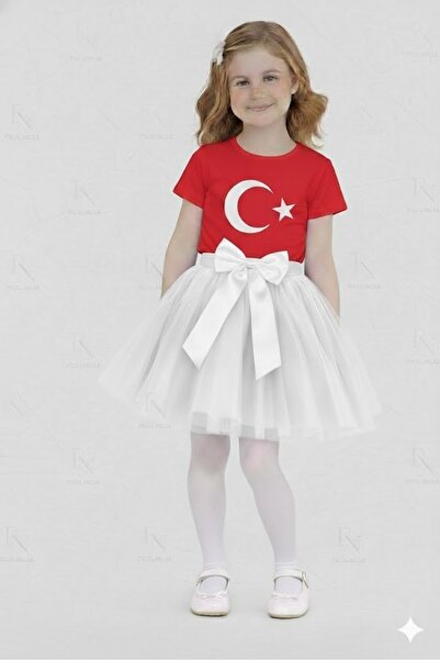 YCN TEKSTİL طقم فستان توتو للفتيات مطبوع عليه نجمة وقمر