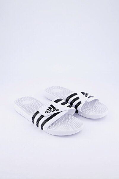 adidas Men Adissage Velcro Closure Slipper, White and Black