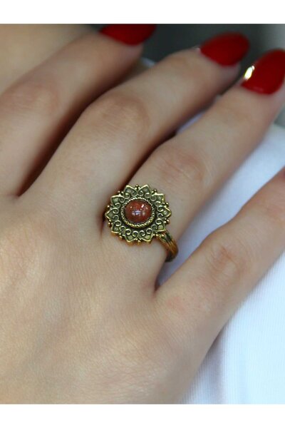 esha خاتم نسائي من الحجر الطبيعي المستدير القابل للتعديل euy92g