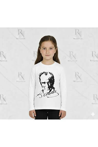 YCN TEKSTİL Ататюрк щампована тениска с дълъг ръкав за момичета