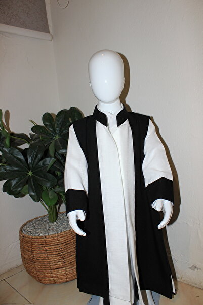 Abaya-AB Boys' set: 1- Plain thobe 2- Linen fabric jumpsuit