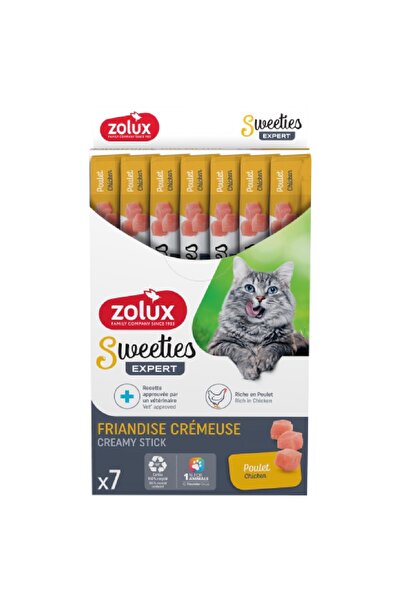 Zolux مكافآت كريمية بنكهة الدجاج للقطط من زولكس سويتيز. 7اظرف*14غ